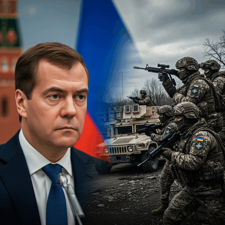 Illustration for: Medvedev and NATO Forces in Ukraine