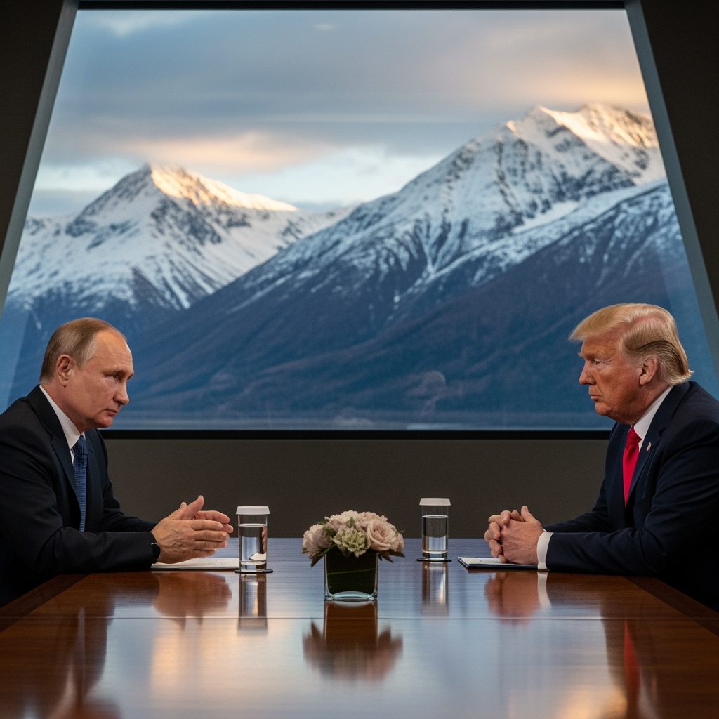 Illustration for: Putin-Trump Summit in Alaska: Key Discussions
