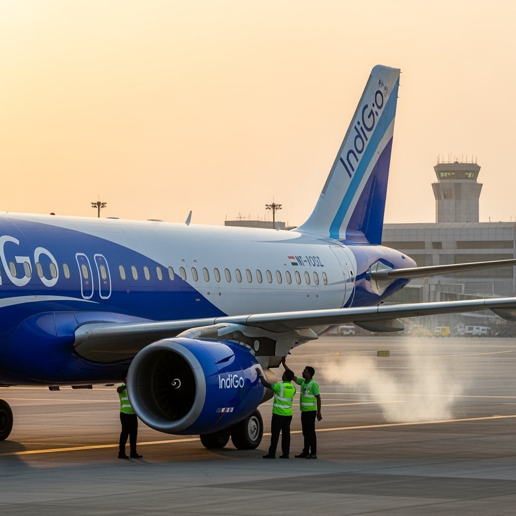 Illustration for: IndiGo Flight Diverted to Ahmedabad Due to Technical Snag