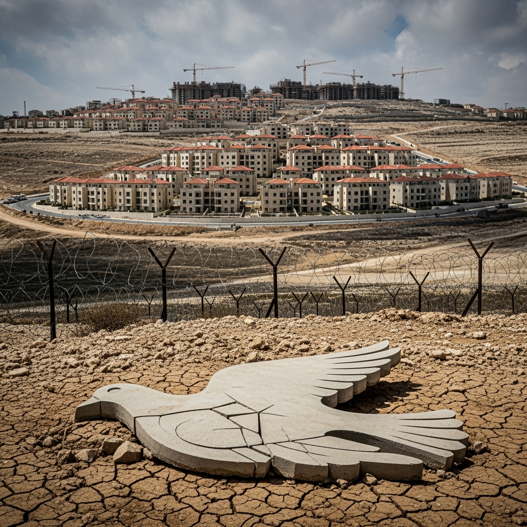 Illustration for: Israeli Settlement Plans Threaten Two-State Solution