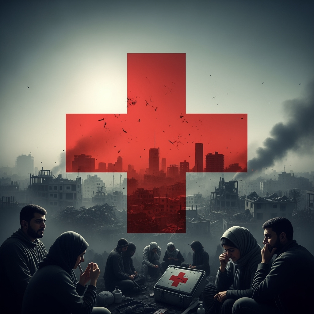 Illustration for: Red Cross Condemns Gaza City Evacuation Plan