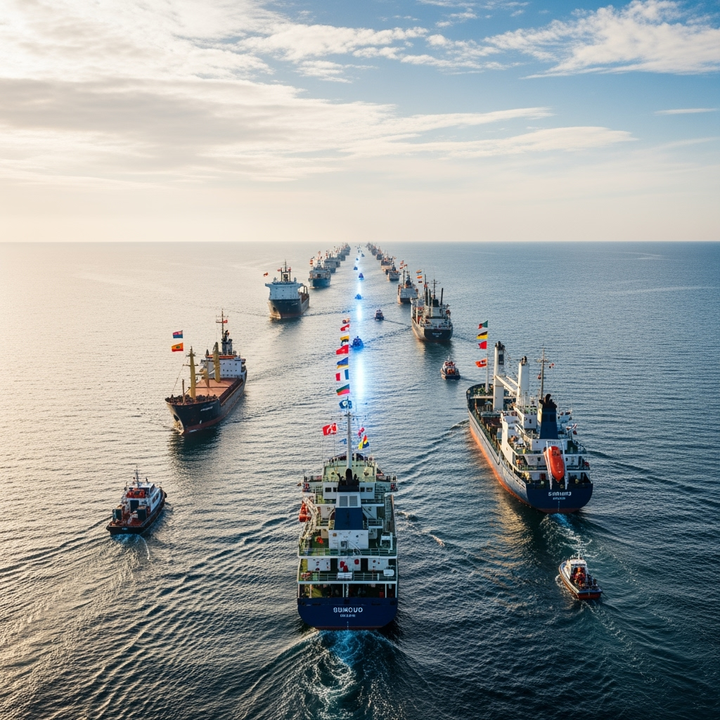 Illustration for: Global Fleet 'Sumoud' Aims for Humanitarian Corridor