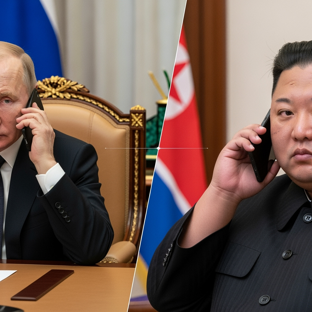Illustration for: Putin and Kim Jong Un Hold Phone Conversation
