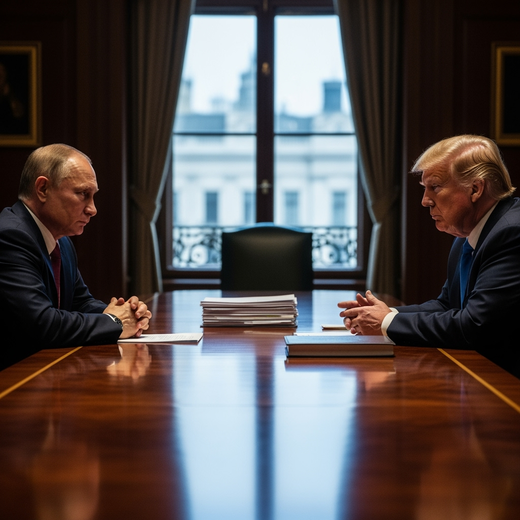 Illustration for: Trump and Putin Discuss Ukrainian Conflict Resolution
