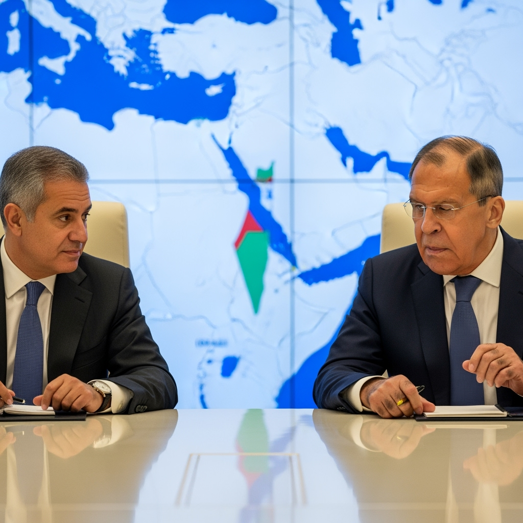 Illustration for: Safadi and Lavrov Discuss Gaza and Israel's Projects