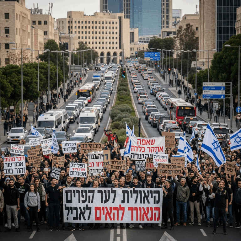 Illustration for: Protests in Israel Lead to Major Disruptions