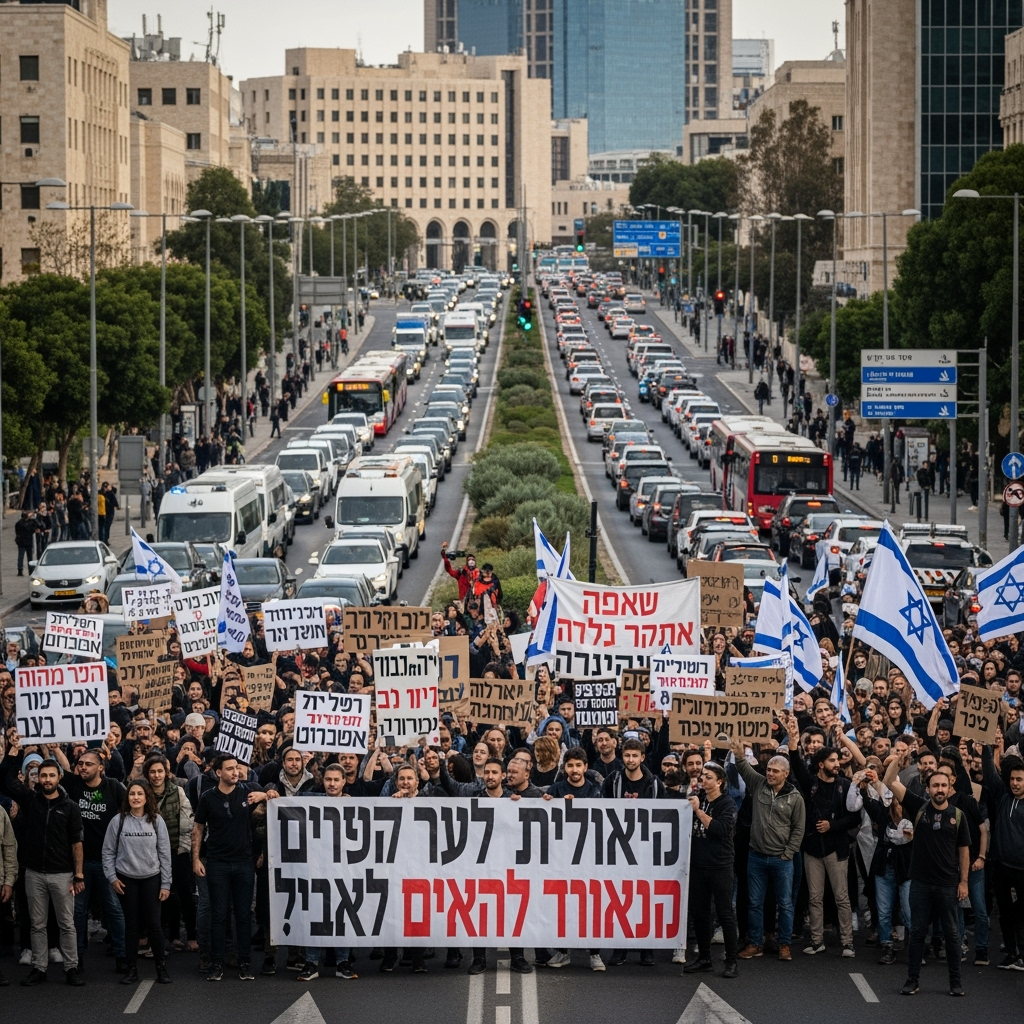 Illustration for: Protests in Israel Lead to Major Disruptions