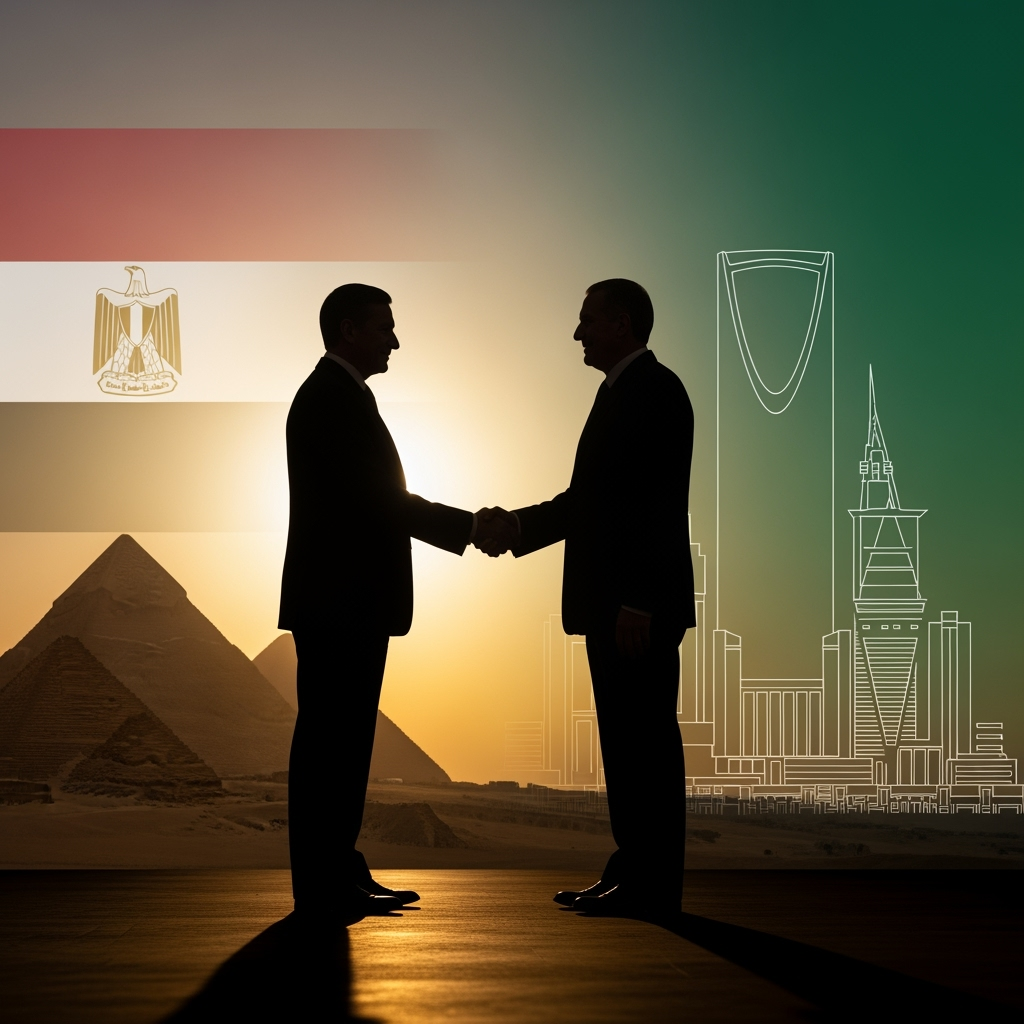Illustration for: Egypt and Saudi Arabia Strengthen Ties