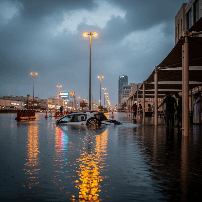 Illustration for: Heavy Rains Hit UAE: Safety Alerts Issued