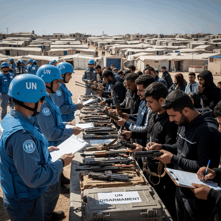 Illustration for: Lebanon Begins Disarmament in Refugee Camps
