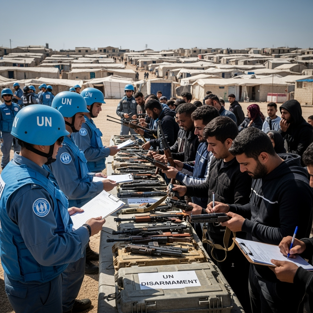 Illustration for: Lebanon Begins Disarmament in Refugee Camps