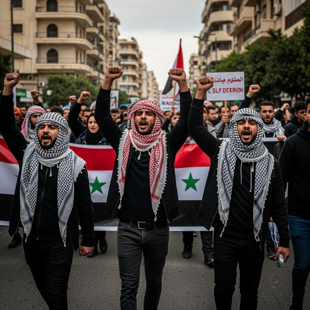 Illustration for: Unrest in Sweida: Protests Demand Self-Determination