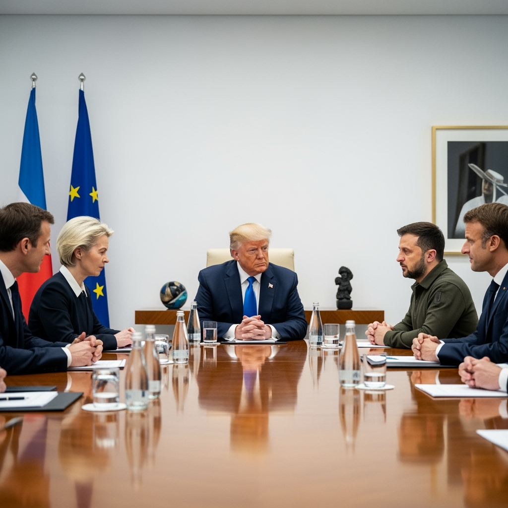 Illustration for: Trump's Unprecedented Meeting with Zelensky and EU Leaders