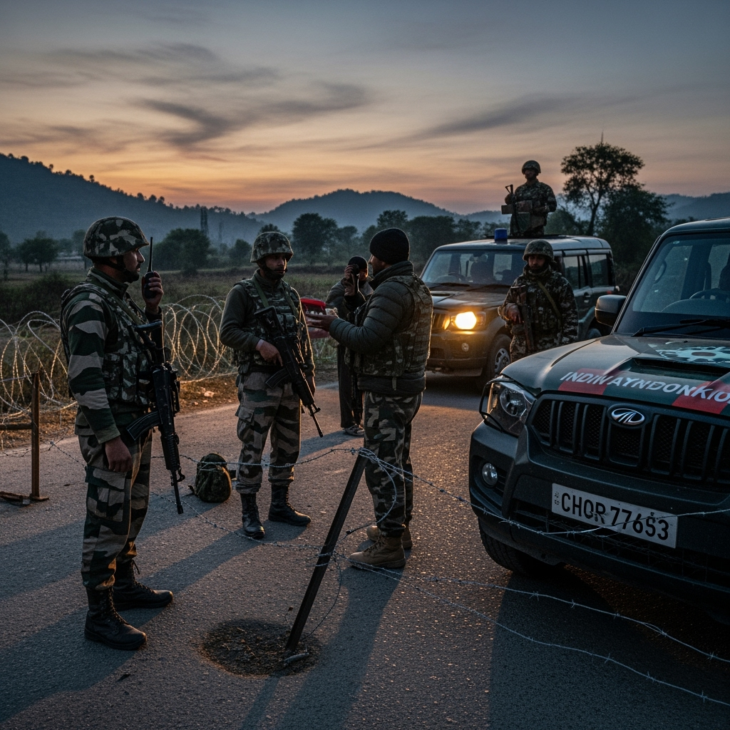 Illustration for: Indian Army Thwarts Infiltration, Imposes Curfew