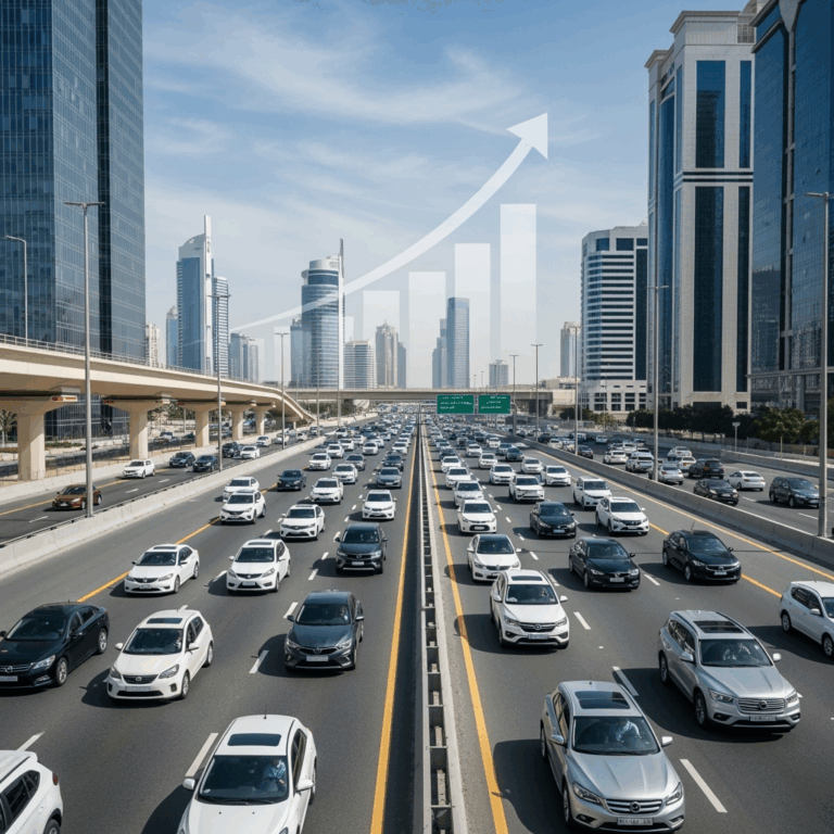 Illustration for: UAE Vehicle Surge: Addressing Traffic Challenges