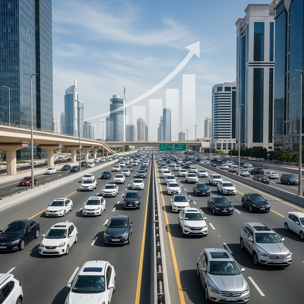Illustration for: UAE Vehicle Surge: Addressing Traffic Challenges
