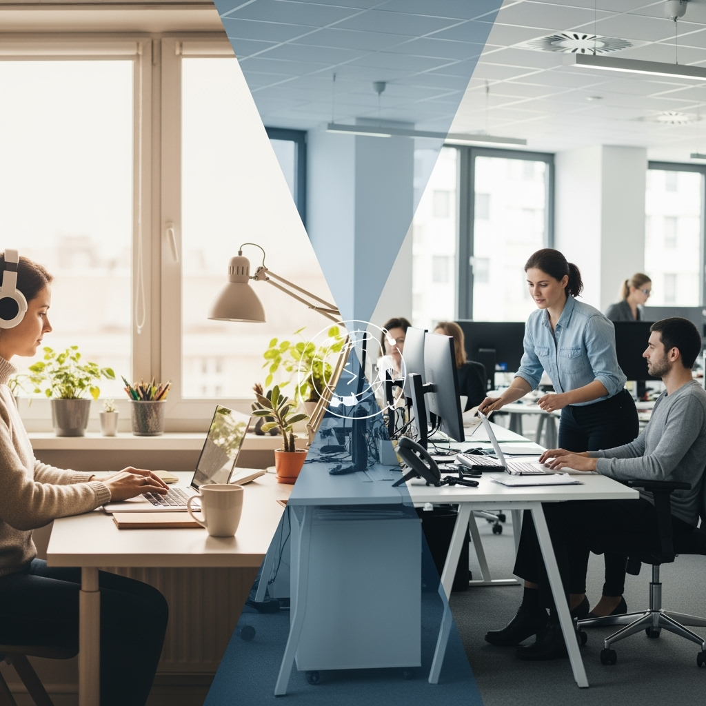 Illustration for: Hybrid Working: Balancing Remote and Office Life
