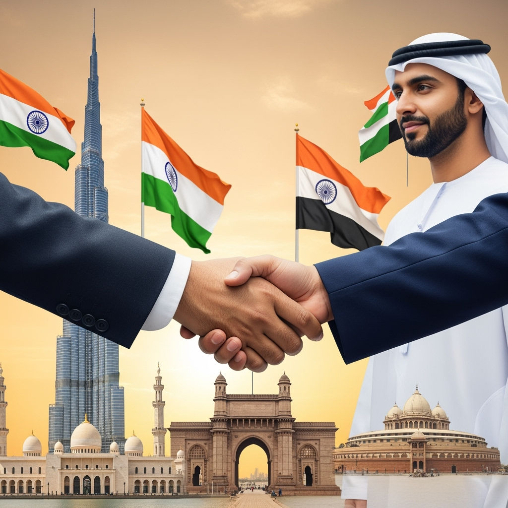 Illustration for: الشراكة الاستراتيجية بين الهند والإمارات: قصة نجاح