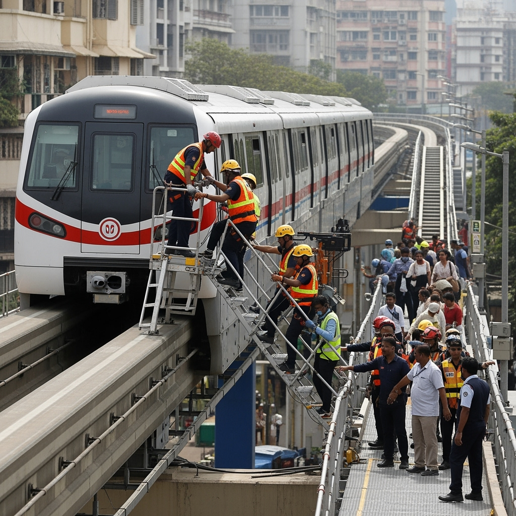 Illustration for: Mumbai Monorail Rescue: 582 Passengers Safe
