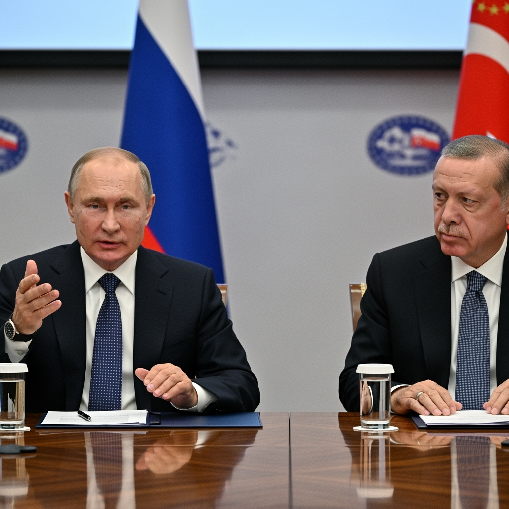 Illustration for: Putin Briefs Erdogan on US Meeting