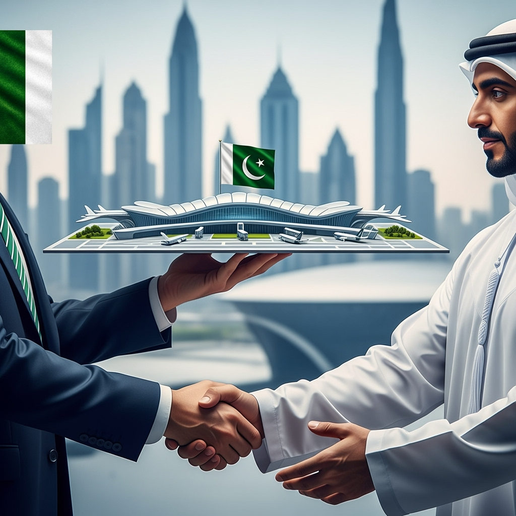 Illustration for: Pakistan Transfers Islamabad Airport to UAE