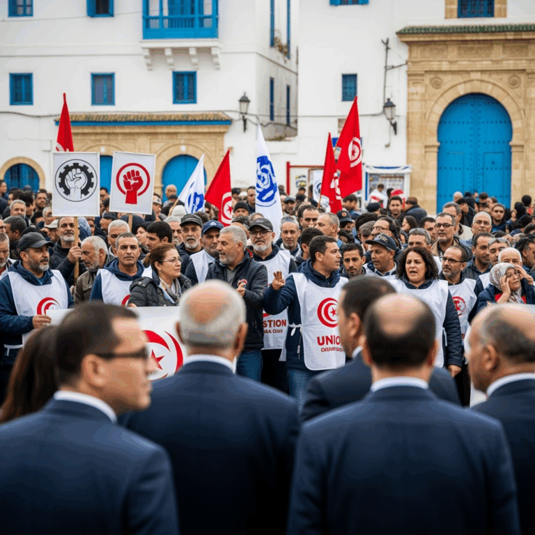 Illustration for: Tensions Rise Between Tunisian Union and Government