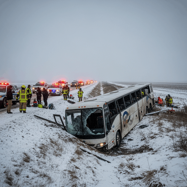 Illustration for: Tragic Bus Crash Near Buffalo Claims Five Lives