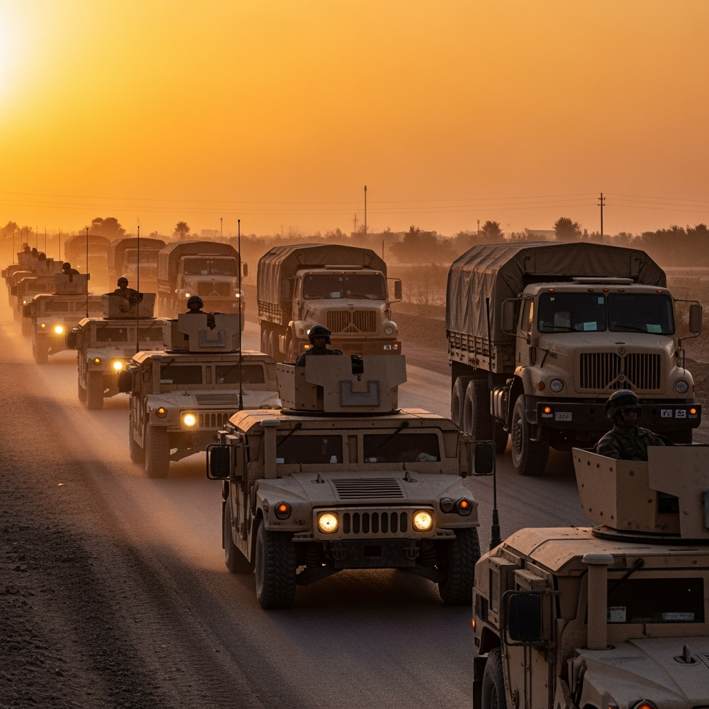 Illustration for: US Forces Withdrawal from Baghdad Begins