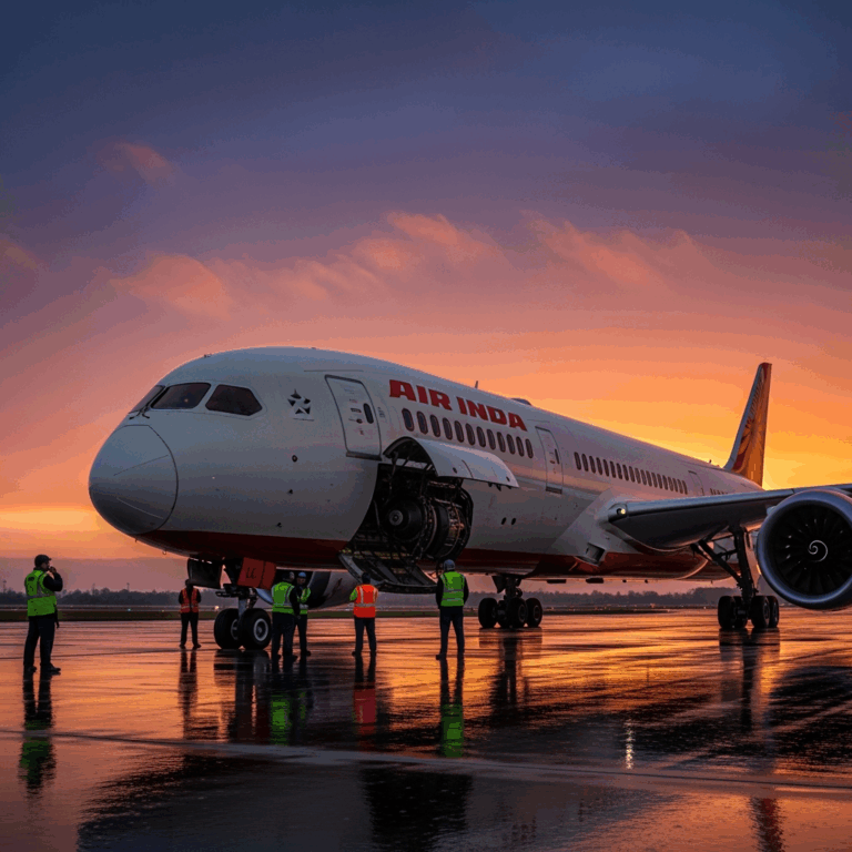 Illustration for: Air India Flight Returns Due to Engine Fire