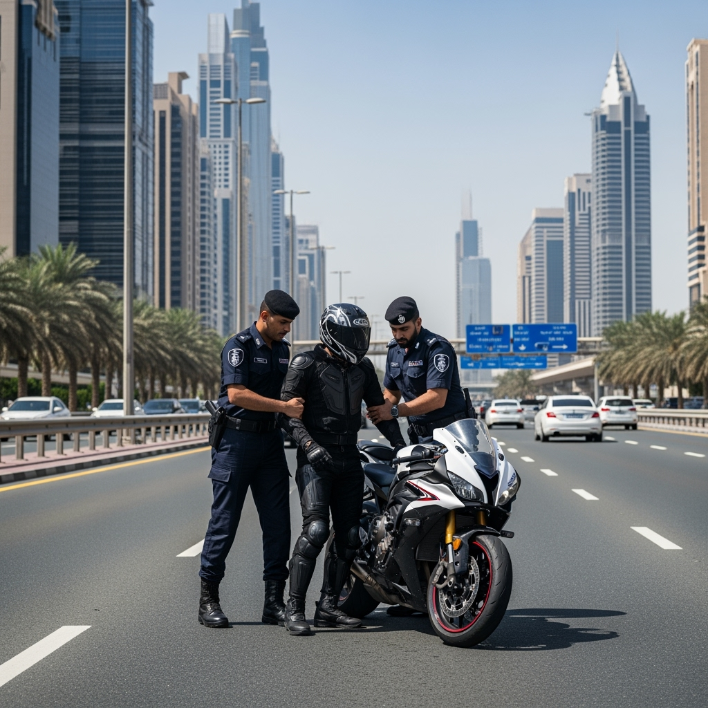 Illustration for: Dubai Police Arrest Reckless Motorcyclist