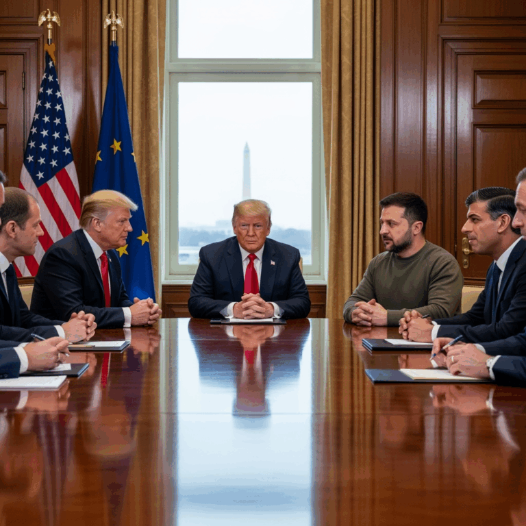 Illustration for: Trump to Meet Zelensky and European Leaders in Washington