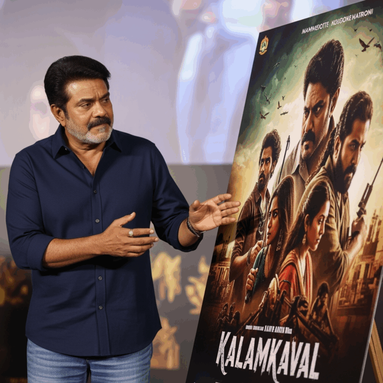 Illustration for: Mammootty Unveils New 'Kalamkaval' Poster