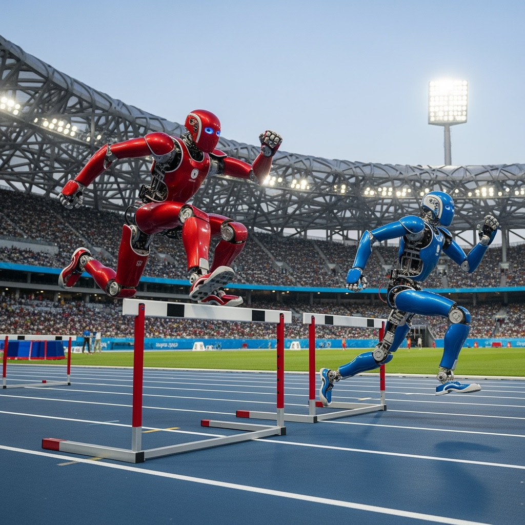 Illustration for: Humanoid Robots Compete in Beijing Olympics
