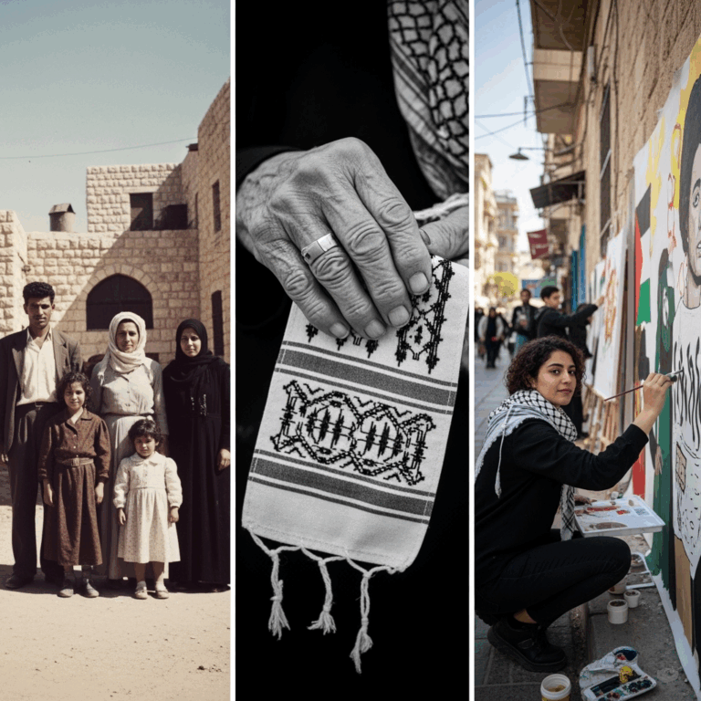 Illustration for: Palestinian Protest Links Past Pain to Present Resilience