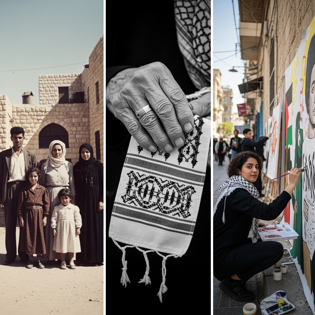 Illustration for: Palestinian Protest Links Past Pain to Present Resilience