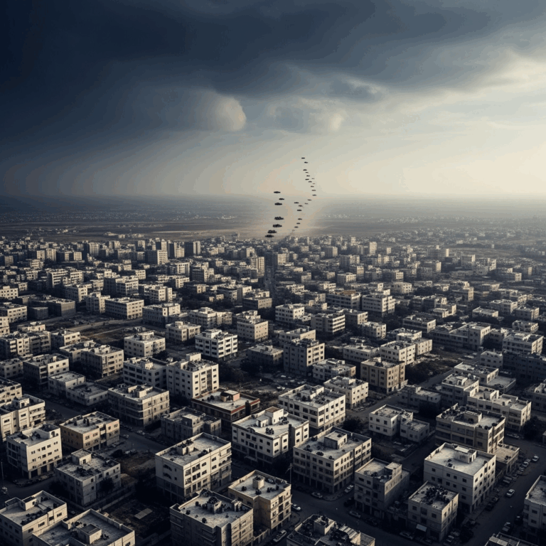 Illustration for: Israel Vows to Destroy Gaza City if Hamas Doesn't Comply