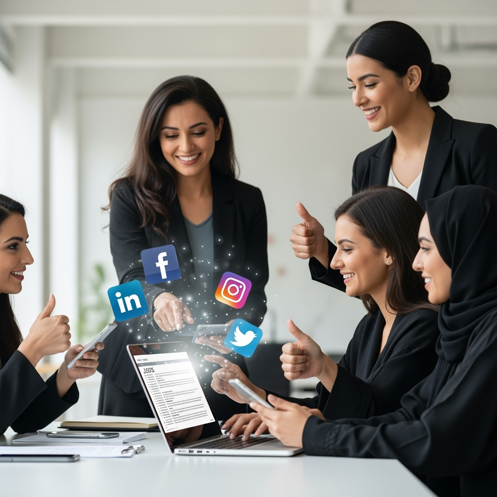 Illustration for: UAE Women Expats Find Jobs Via Social Media