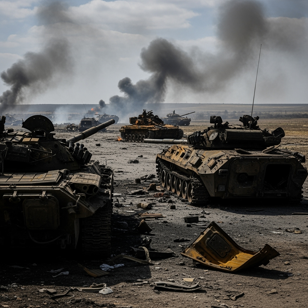 Illustration for: Russian Forces Strike and Destroy Vehicles