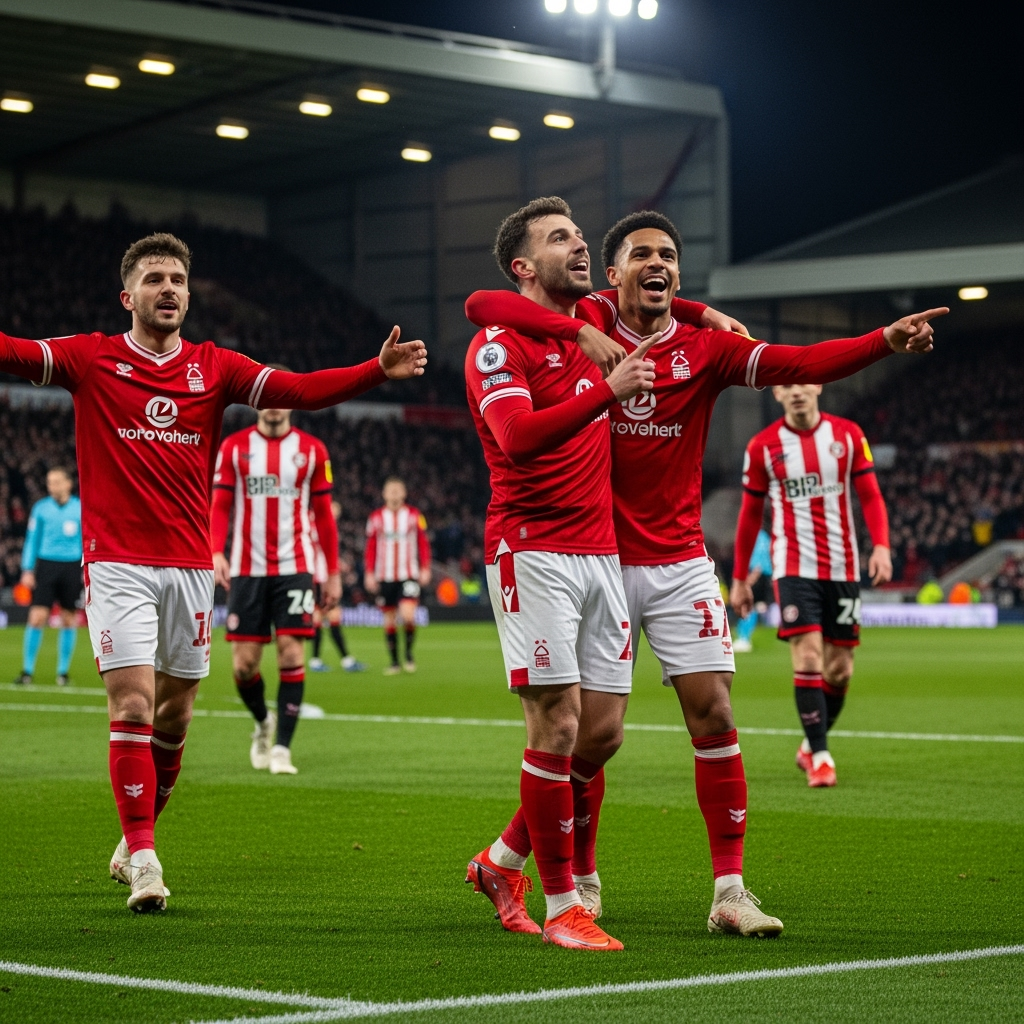 Illustration for: Nottingham Forest Triumphs Over Brentford 3-1
