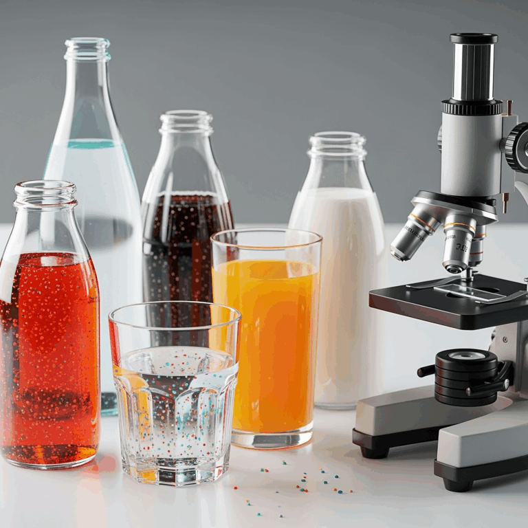 Illustration for: Study Reveals Plastic Particles in Common Beverages