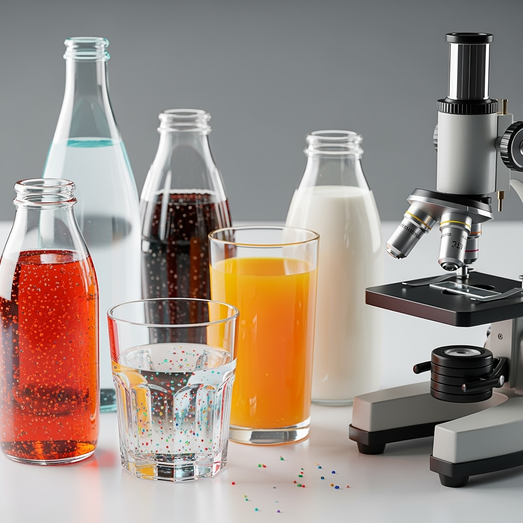 Illustration for: Study Reveals Plastic Particles in Common Beverages
