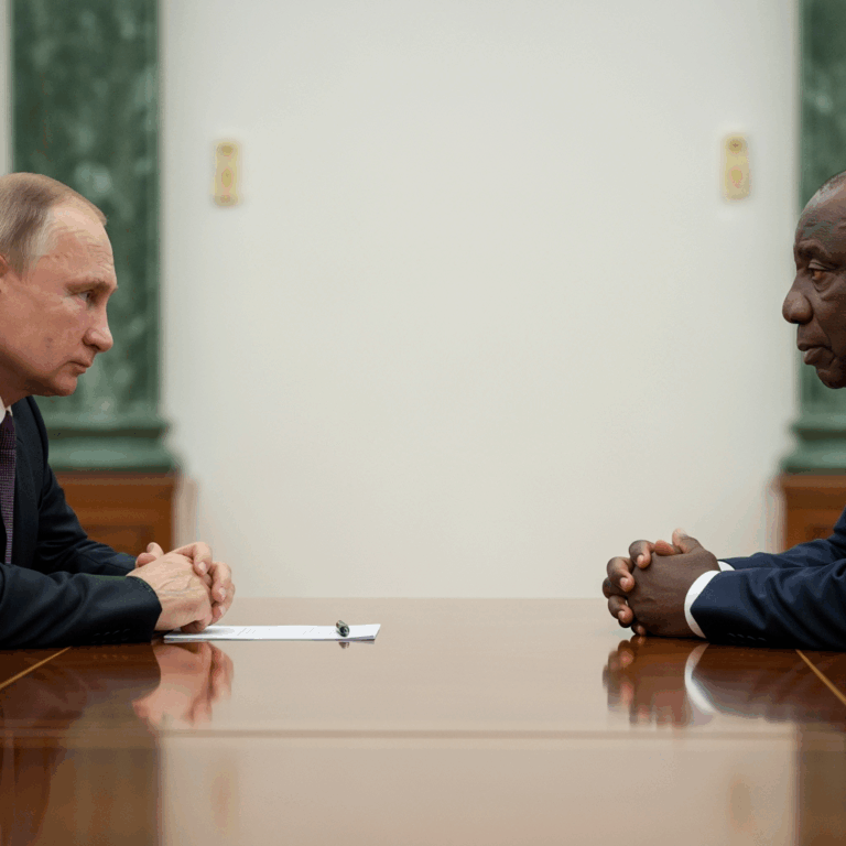 Illustration for: Putin and Ramaphosa Discuss US-Russia Talks