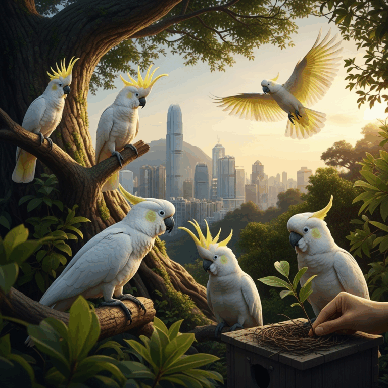 Illustration for: Saving Hong Kong's Endangered Cockatoos