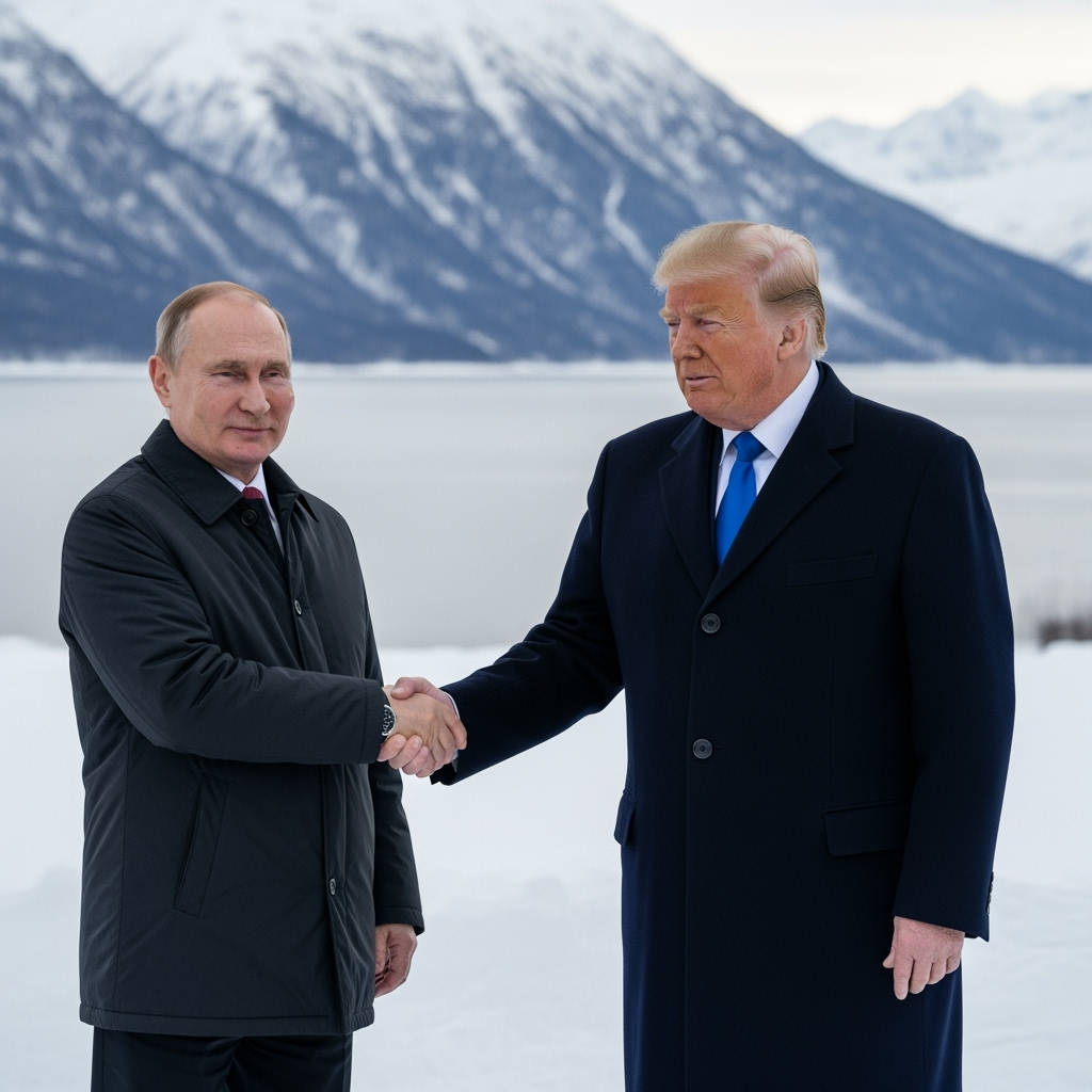 Illustration for: Putin and Trump Launch Vital Operation in Alaska