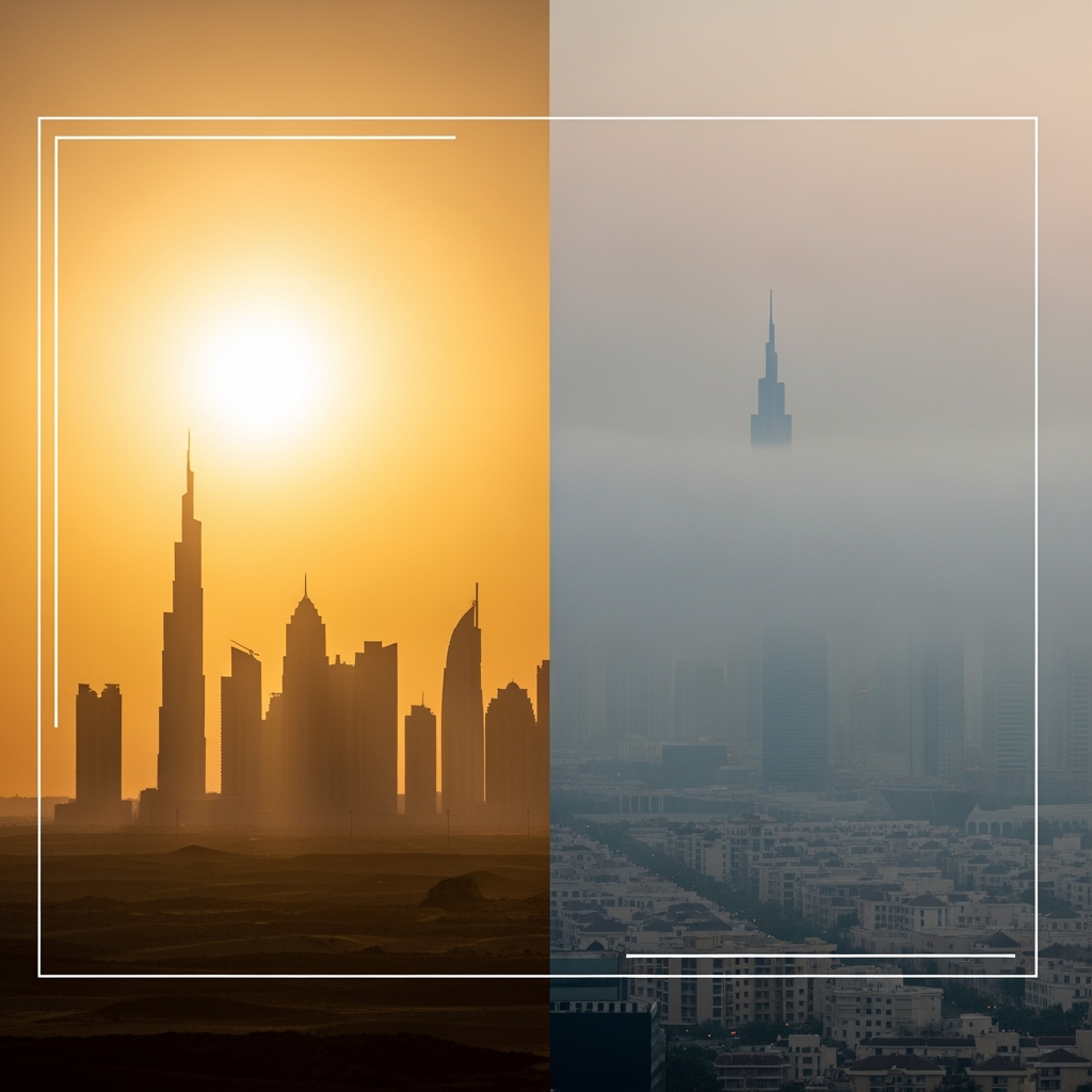 Illustration for: توقعات الطقس في الإمارات: درجات حرارة مرتفعة وضباب متوقع