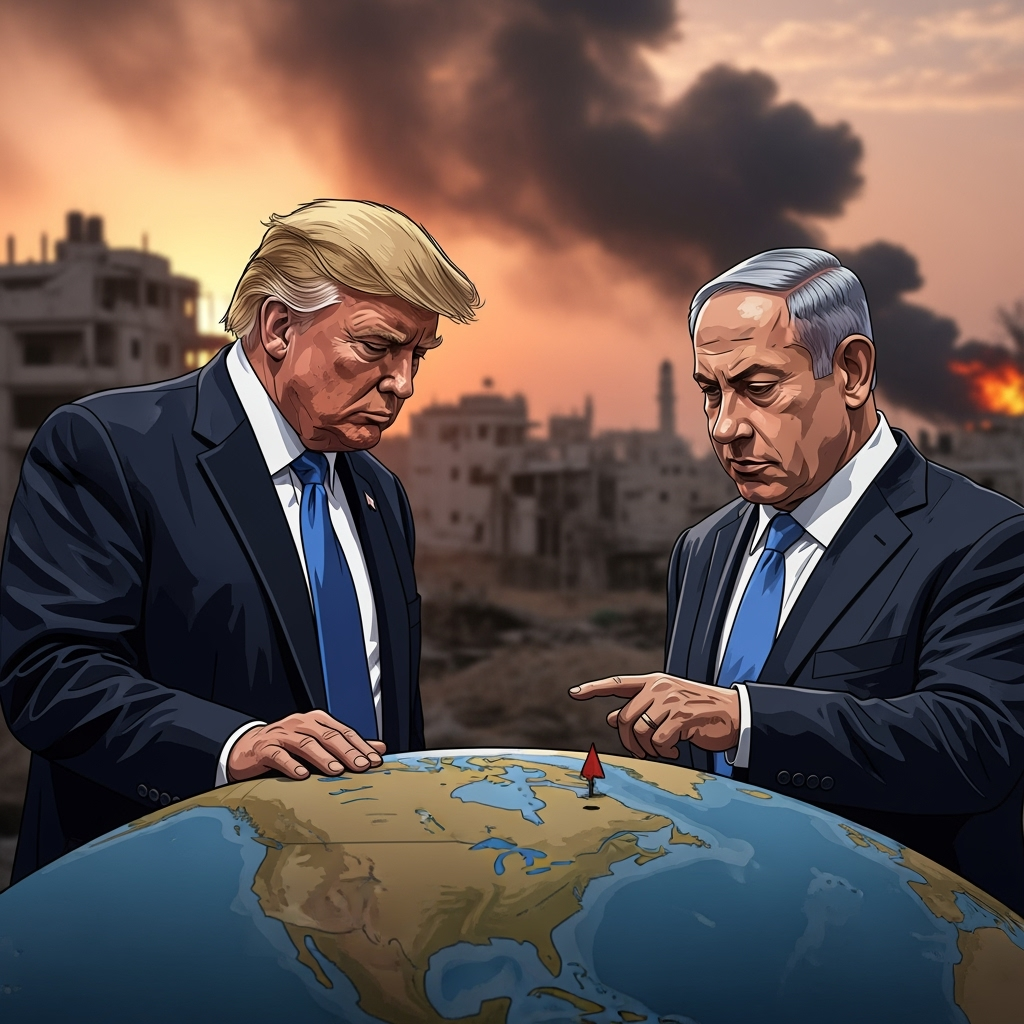 Illustration for: Trump's Possible Visit to Israel Amid Gaza Conflict