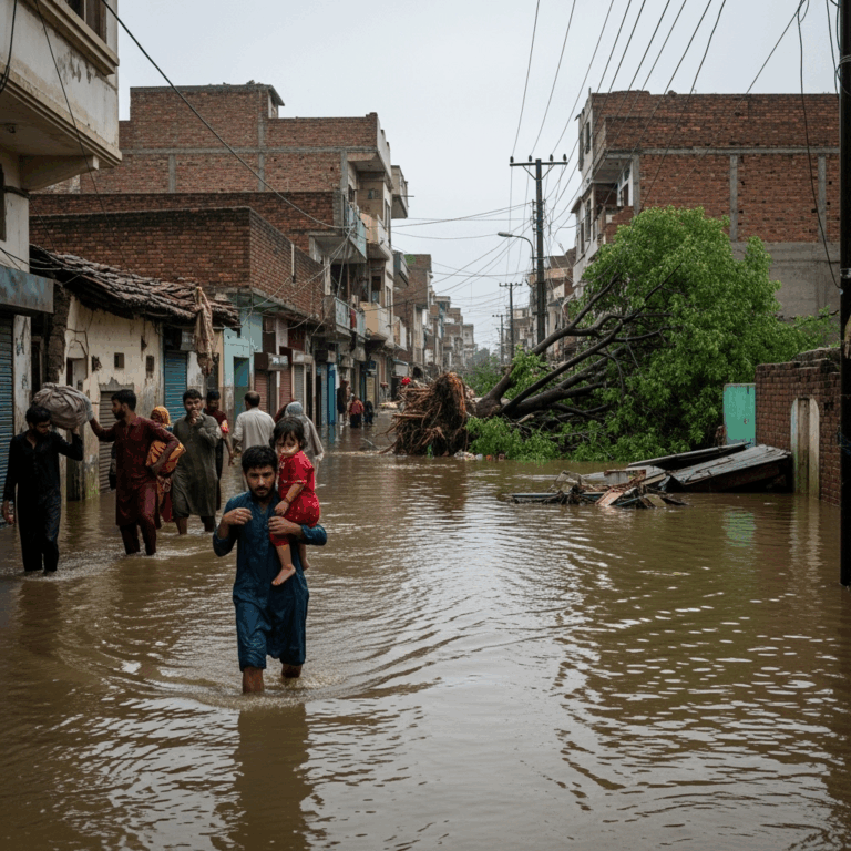 Illustration for: Pakistan's Monsoon Rains: Death Toll Nears 400