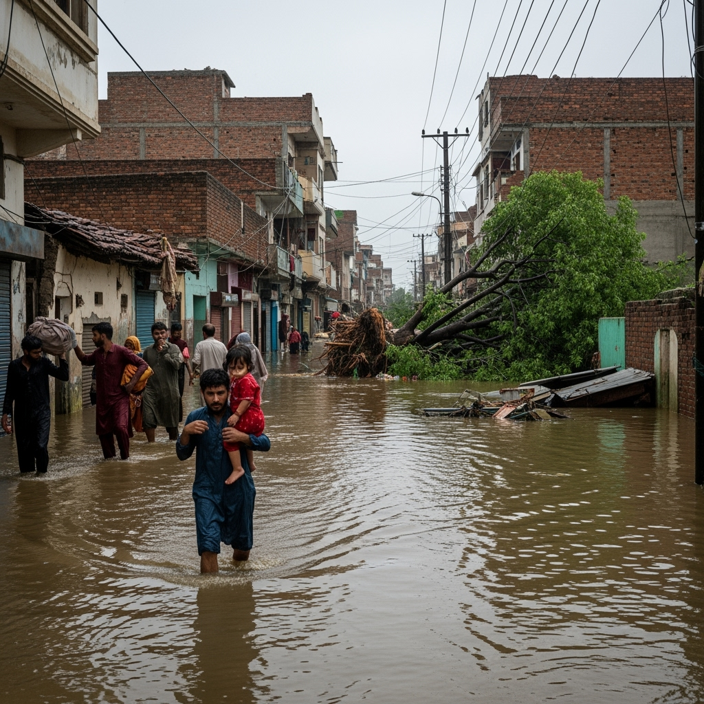 Illustration for: Pakistan's Monsoon Rains: Death Toll Nears 400