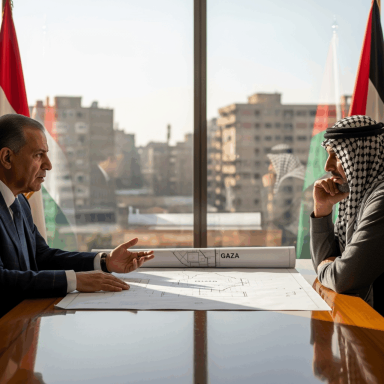 Illustration for: Egypt and Palestine Discuss Gaza Reconstruction
