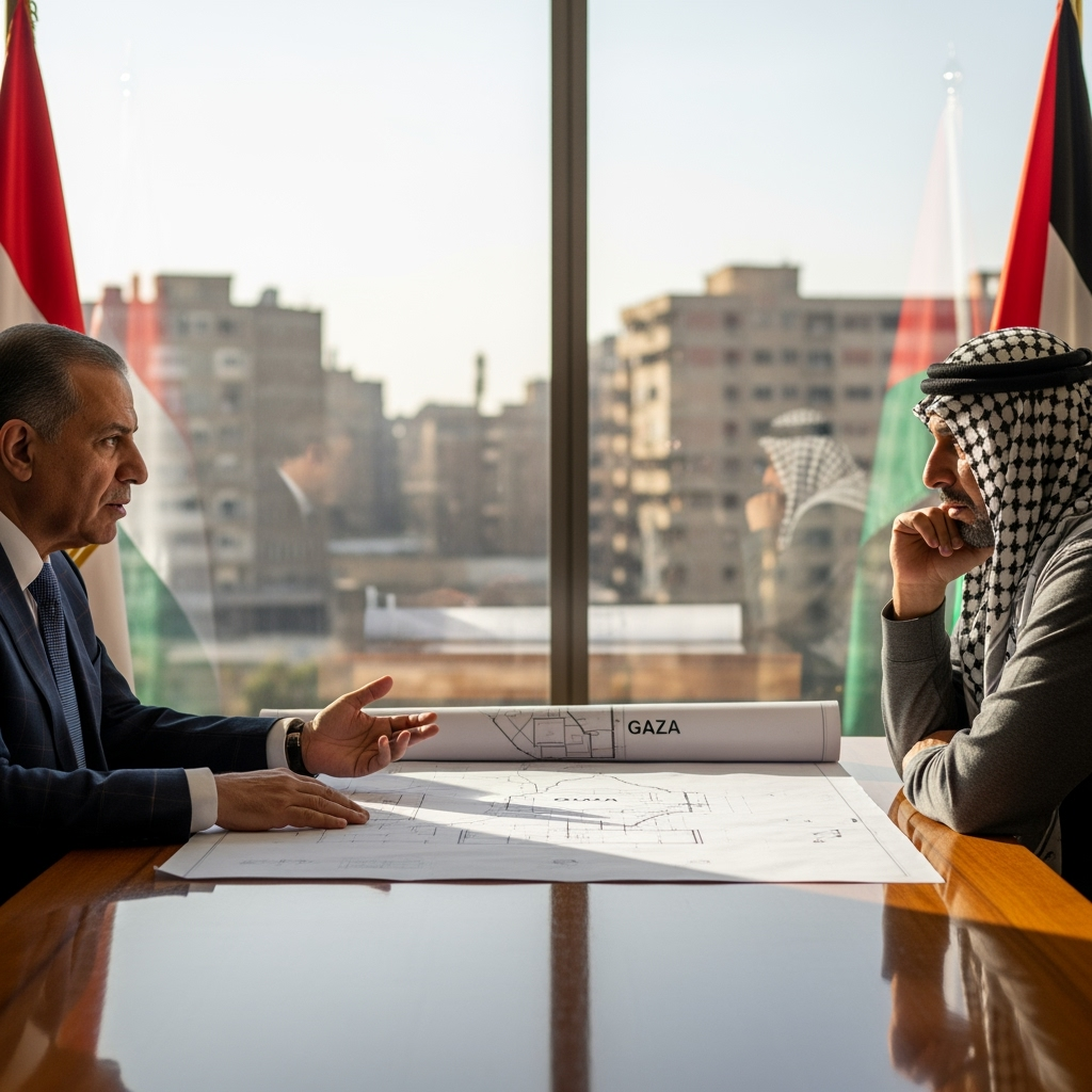 Illustration for: Egypt and Palestine Discuss Gaza Reconstruction